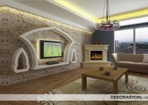 Geometrik şekilli alçı tv ünitesi