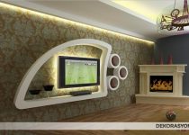 2017 dekoratif alçıpan tv ünitesi