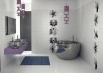 Çiçek desenli banyo duvar kağıdı