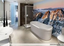 Dağ manzaralı banyo duvar kağıdı