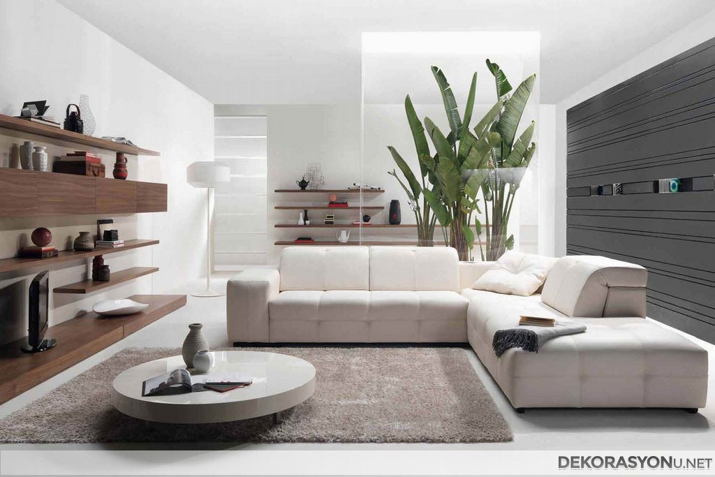 Farklı beyaz salon dekorasyonu