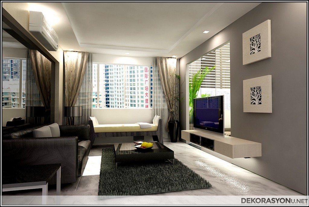 Küçük salon dekorasyonlarında gösterişli yapı