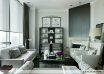 Gri renkli modern görünümlü küçük salon dekorasyonu