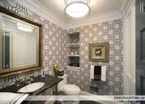 Klasik görünümlü modern, banyo duvar kağıdı