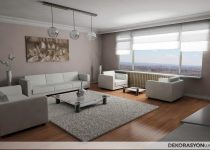 Klasik ve modern çizgilere sahip beyaz renkli salon dekorasyonu