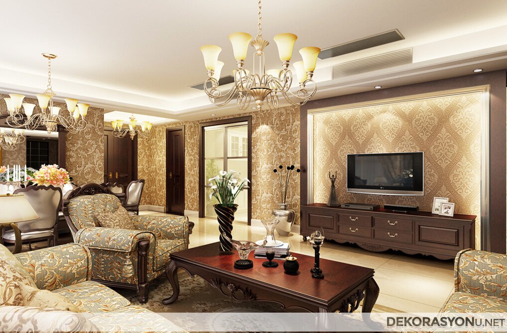 zarif klasik salon dekorasyonu