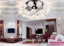 Salon avizesi tercihinde gül desenleri