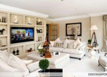 Salon için modern duvar dekorasyonu fikri
