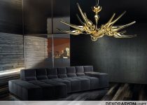 Pirinç ve altın sarısı renkli salon avizesi