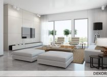 Rahatlık ve huzur vaat eden beyaz salon dekorasyonu