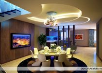 Geometrik şekillere sahip salon asma tavan dekoru