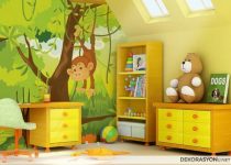 Sarı renkli bebek odası dizaynı