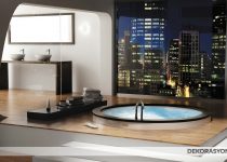 Şehir manzaralı modern banyo duvar kağıdı