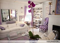 Retro tarzı şık mor salon dekorasyonu