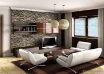 Modern görünümlü taş duvar kağıdı salon için özel olarak tasarlanmıştır.