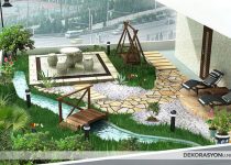 Teras katında bulunan bahçeler için peyzaj