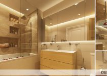 2020 şık tasarımlı banyo modelleri; Tasarım harikası bir banyo daha. Orta büyüklükte bir banyo bu kadar güzel dizayn edilebilir.