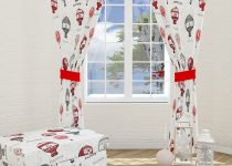Misya home kırmızı beyaz perde modelleri
