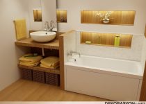 Ahşap küçük banyo dekorasyonu