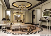 Modern görünümlü avangart salon dekorasyonu