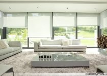 Saf beyaz salon stor perde modeli