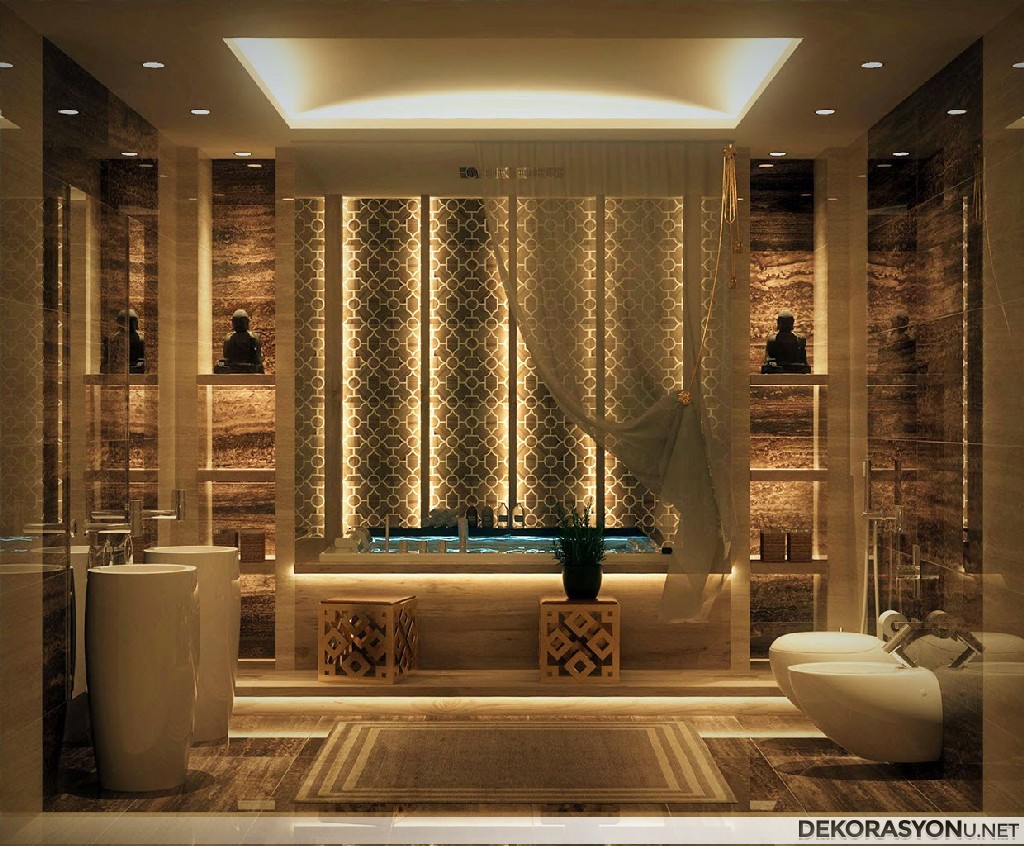 Modern dizayn edilmiş bronz banyo tasarımları