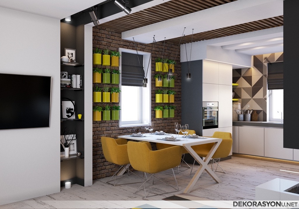 Yemek odası dekorasyonunda modern tasarım