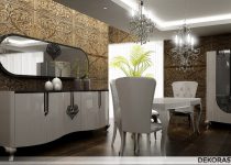 Yemek odasında modern tarzın yansıtıldığı dizayn örneği