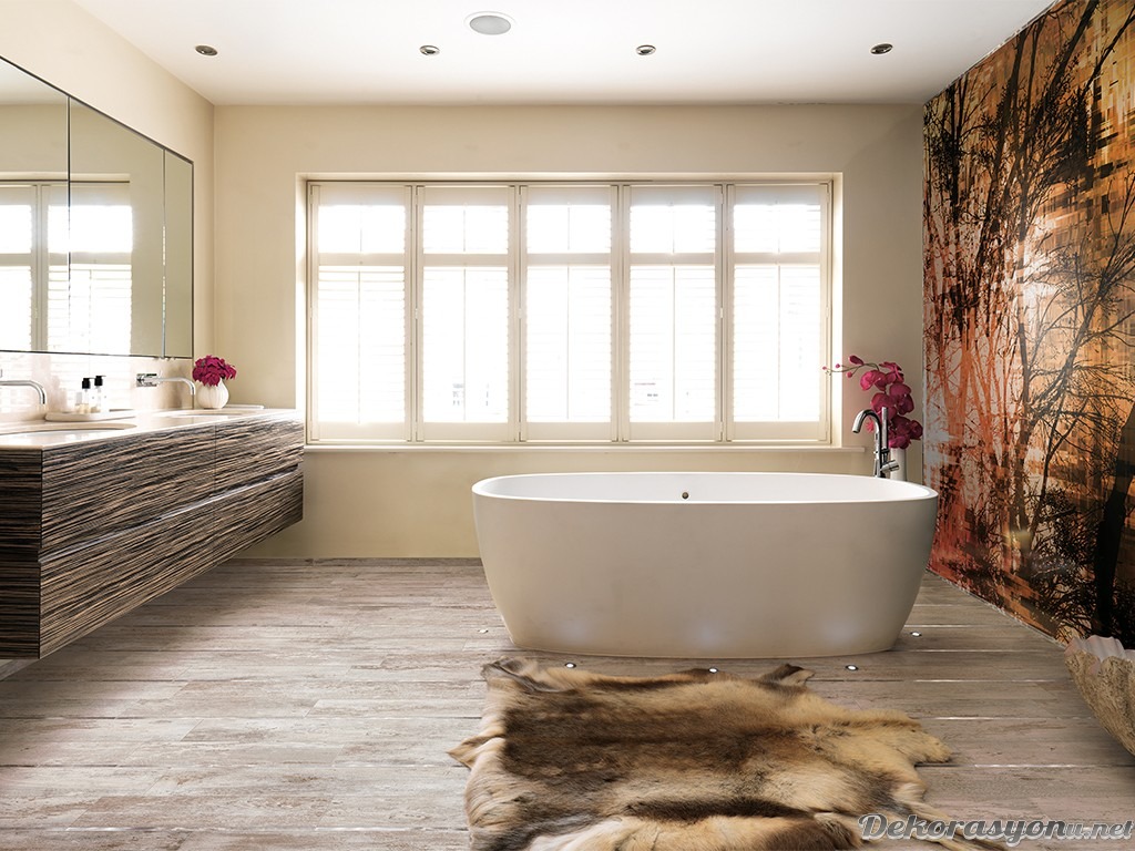 Elegant bej rengi banyo modelleri
