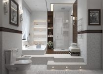Fildişi rengi modern banyo modeli