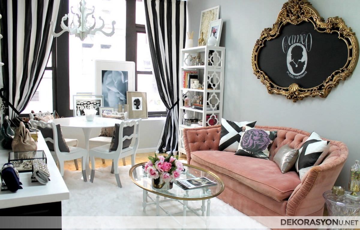 Gösterişli küçük salon yemek odası