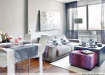 Gri küçük salon yemek odası