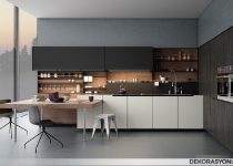 Gri renk modern mutfak dekorasyonu
