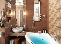 Kahverengi küçük banyo modelleri