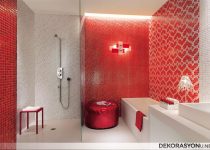 Kırmızı renk küçük banyo modelleri