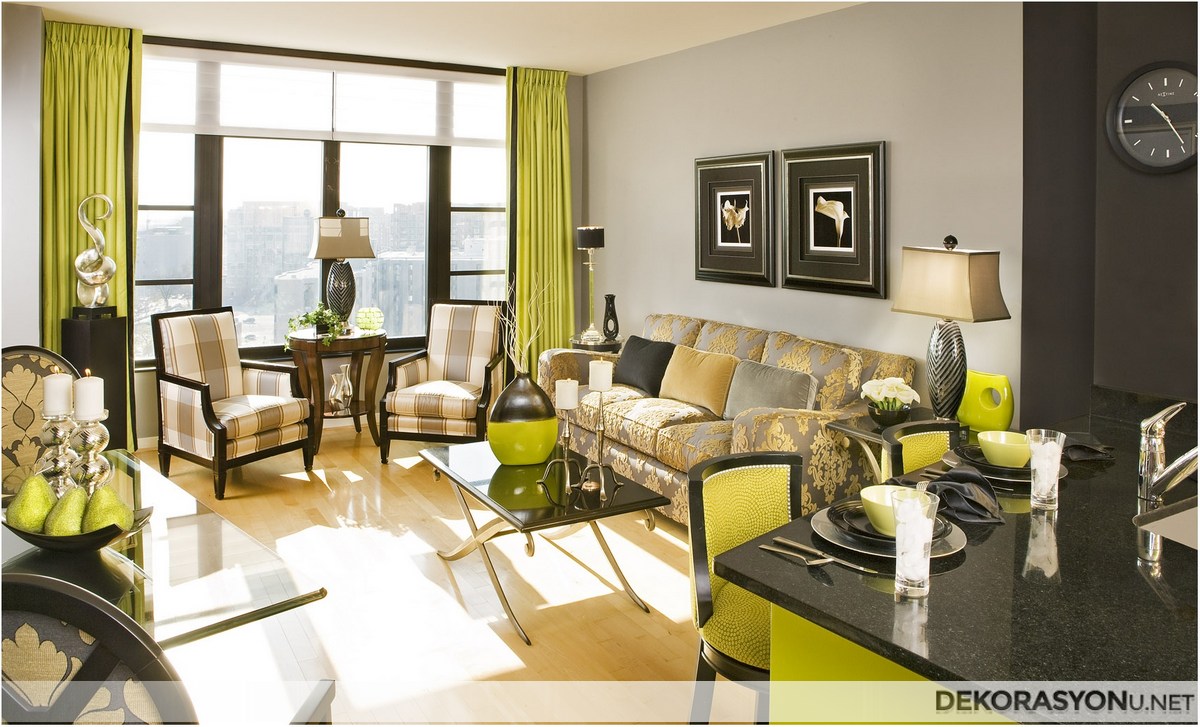 Klasik küçük salon yemek odası