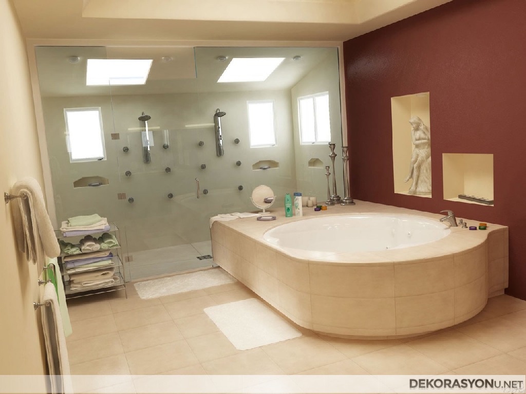 Konforlu modern banyo dekorasyonu