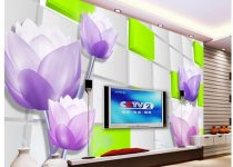 Laleli desenlere sahip güzel görünen tv arkası duvar kâğıdı