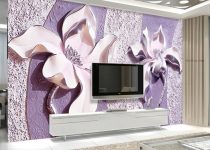 Lila rengi modern şekillere sahip tv arkası duvar kâğıdı