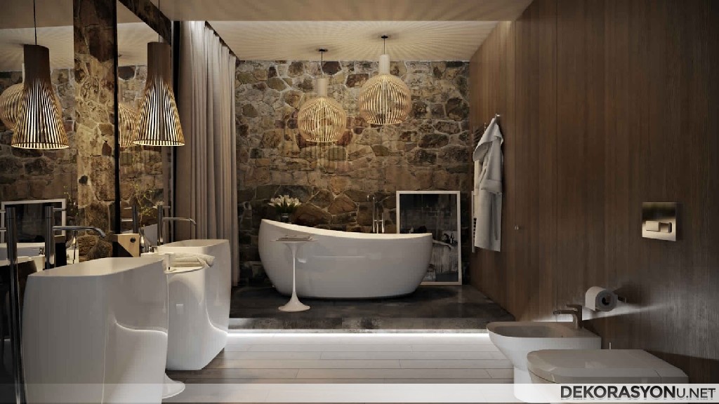 Lüks banyo dekorasyonu ile şahane banyo modeli