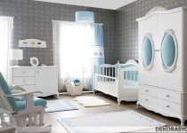 Mavi renkli bebek odası tasarımları