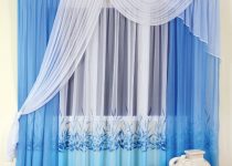 Modern mavi desenli perde çeşitleri
