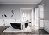 Mermer platformlu modern küvet modelleri