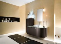 Minimalist tasarımlı bej rengi banyo modelleri