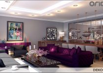 Origami mobilya mor renk salon mobilyaları