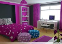 Koyu pembe genç kız odası modelleri
