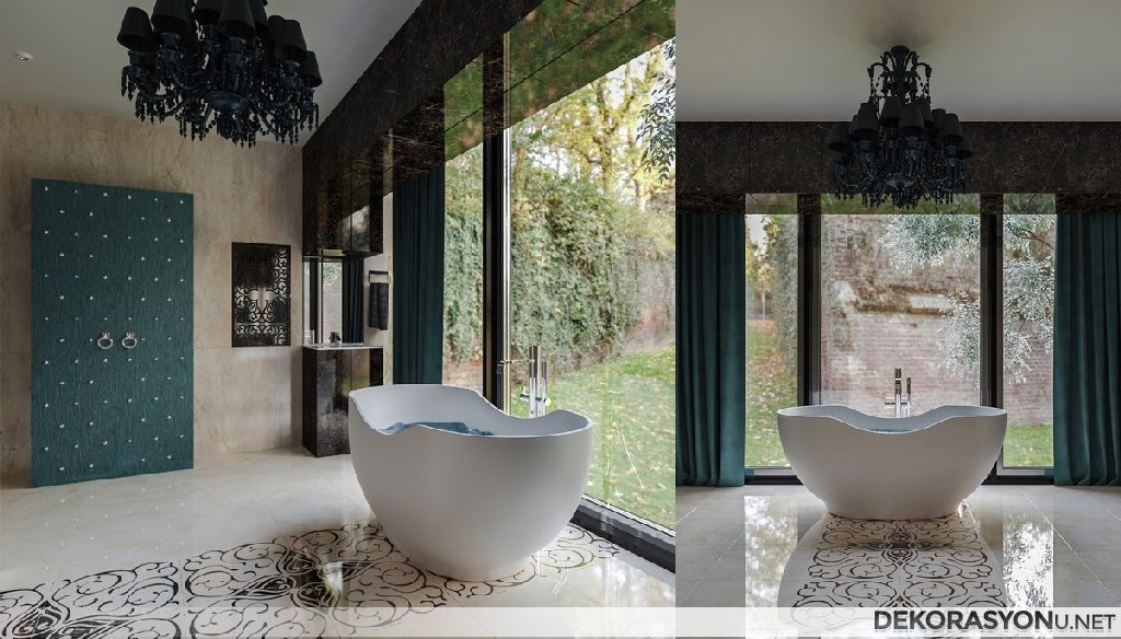 Etkileyici tasarıma sahip modern banyo küveti
