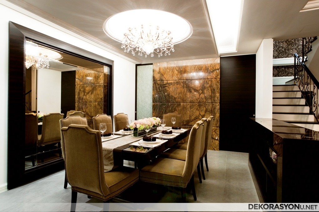Modern dizaynlı konforlu yemek odası