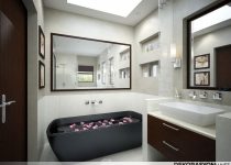 Siyah beyaz lüks banyo dekorasyonu modelleri