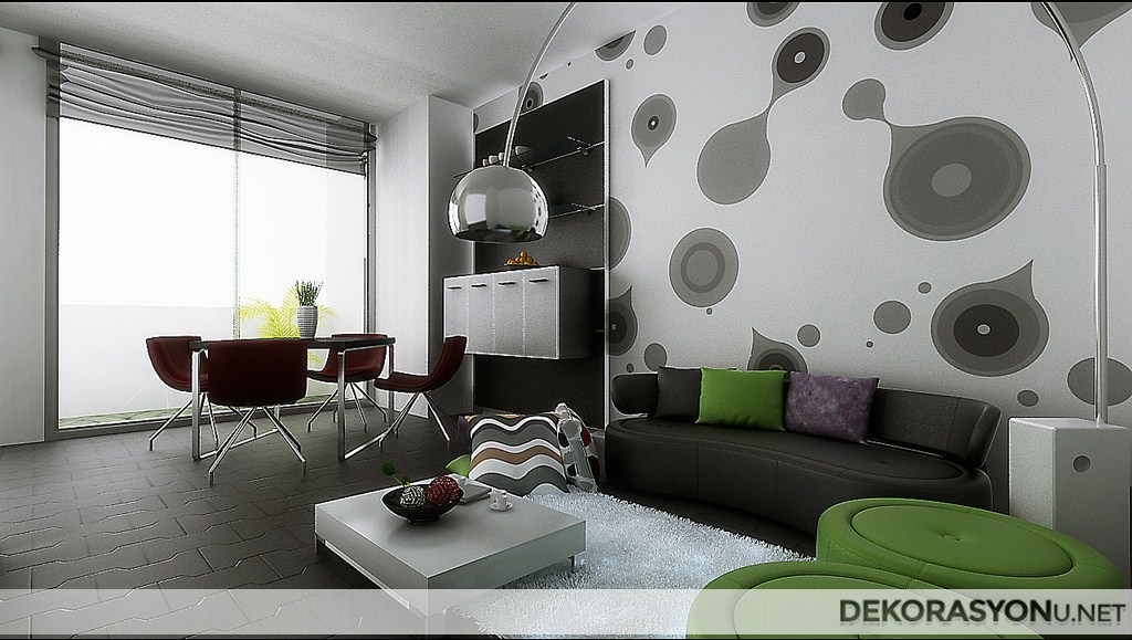 Sportif küçük salon ve yemek odası